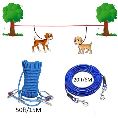 50ft Dog Camping Tie Out Cable Set